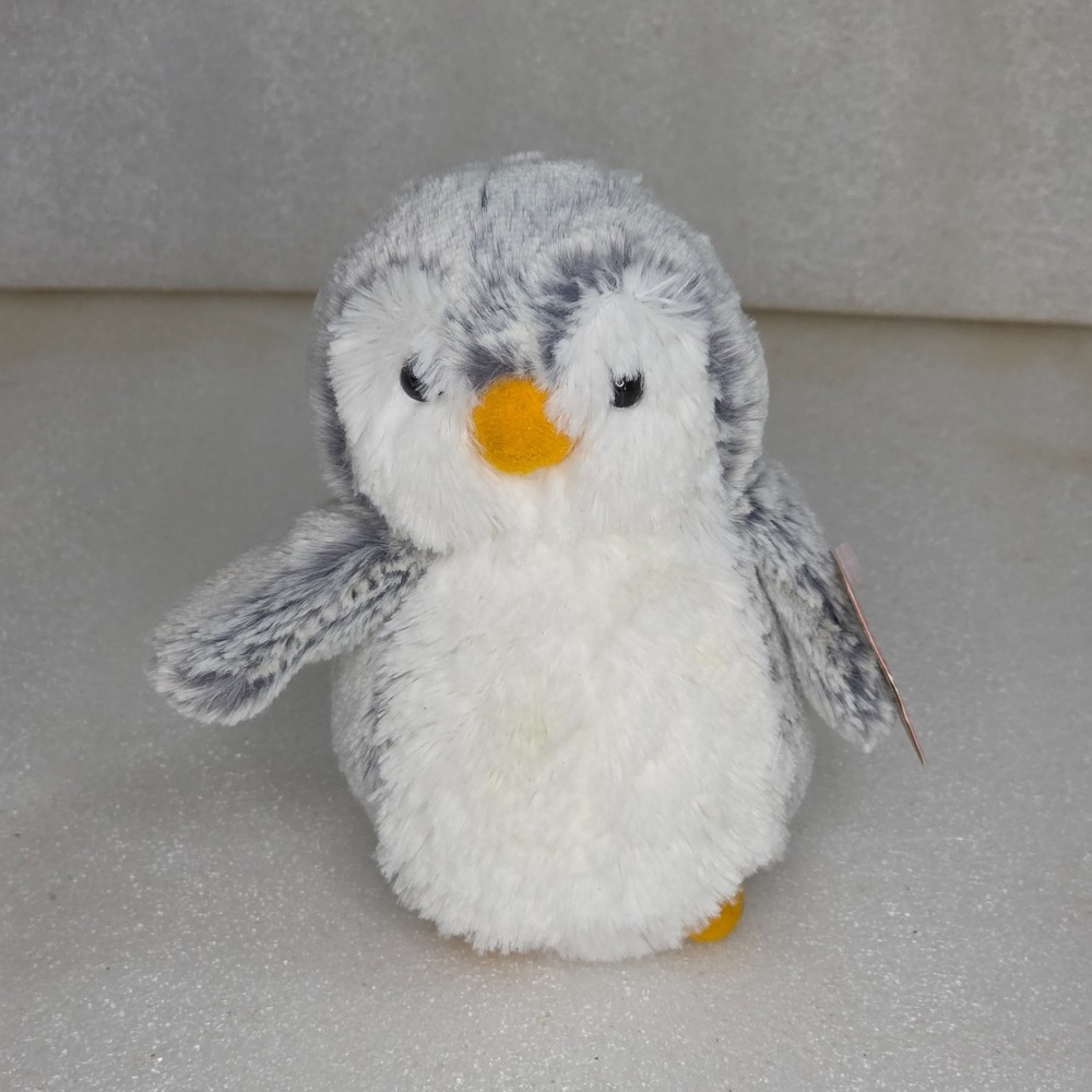 Aurora Pompom Mini Penguin Gray & White Plush Animal 2020 6" #09789 New